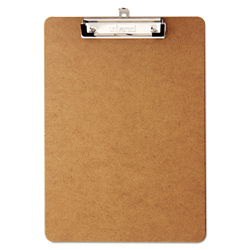 Image of Universal® UNV05562 Hardboard Clipboard with Low-Profile Clip, 0.5" Clip Capacity, Holds 8.5 x 11 Sheets, Brown, 6/Pack