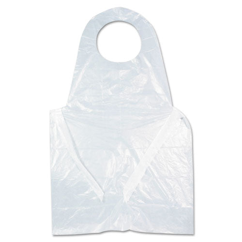 Image of AmerCareRoyal® RPA20 Heavyweight Poly Aprons, 28 x 46, 1 mil, One Size Fits All, White, 500/Carton