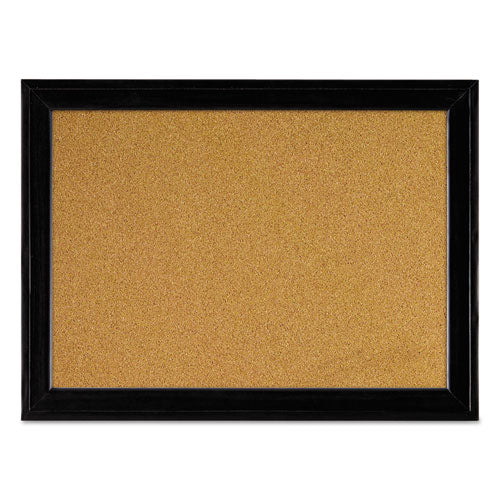 Image of QuartetÂ® Cork Bulletin Board with Black Frame, 17" x 11", Tan Surface, Black Fiberboard (MDF) Frame