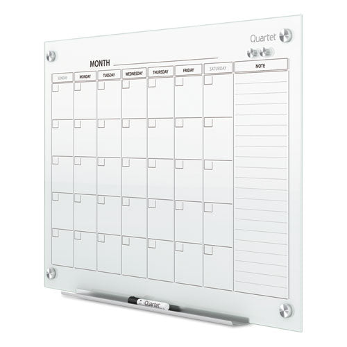 Image of Quartet® GC4836F Infinity Magnetic Glass Calendar Board, Monthly Planning/Scheduling, 48" x 36", White Surface