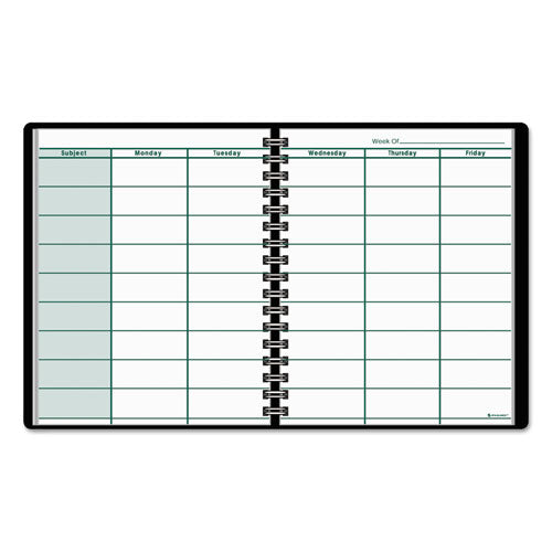 Image of AT-A-GLANCE® 80-155-05 Undated Teacher's Planner, Weekly, 9 Classes, Black Cover, 10.88 x 8.25 Sheets, 12-Month (July to June)