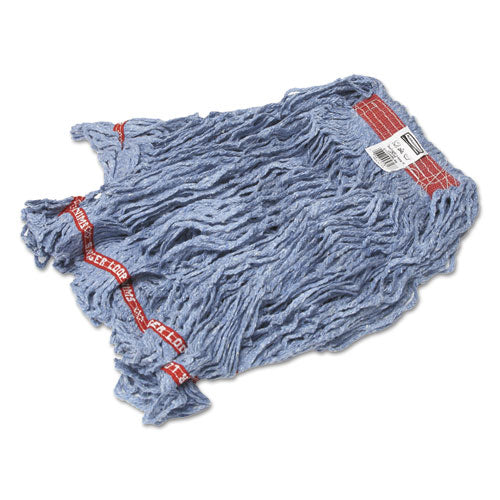 Image of RubbermaidÂ® Commercial Swinger Loop Wet Mop Heads, Cotton/synthetic, Blue, Large, 6/carton