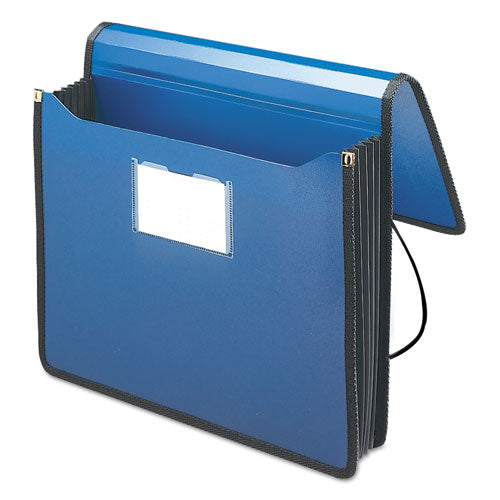 Image of Smead 71503 Poly Premium Wallets, 5.25" Expansion, 1 Section, Elastic Cord Closure, Letter Size, Navy Blue