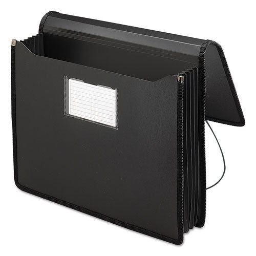 Image of Smead 71500 Poly Premium Wallets, 5.25" Expansion, 1 Section, Elastic Cord Closure, Letter Size, Black