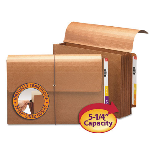 Image of Smead 71148 Redrope End Tab Wallets, 5.25" Expansion, 1 Section, Elastic Cord Closure, Straight Tabs, Legal Size, Redrope, 10/Box