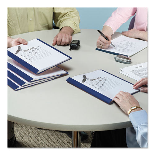 Image of Smead 87455 Clear Front Report Cover, Double-Prong Fastener, 0.5" Capacity, 8.5 X 11, Clear/dark Blue, 25/box