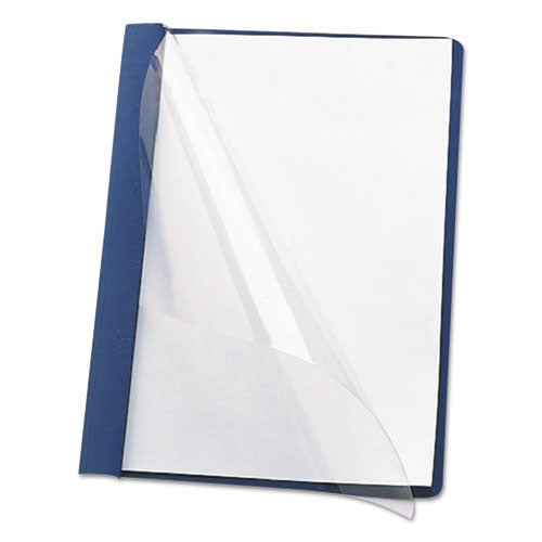 Image of Smead 87455 Clear Front Report Cover, Double-Prong Fastener, 0.5" Capacity, 8.5 X 11, Clear/dark Blue, 25/box