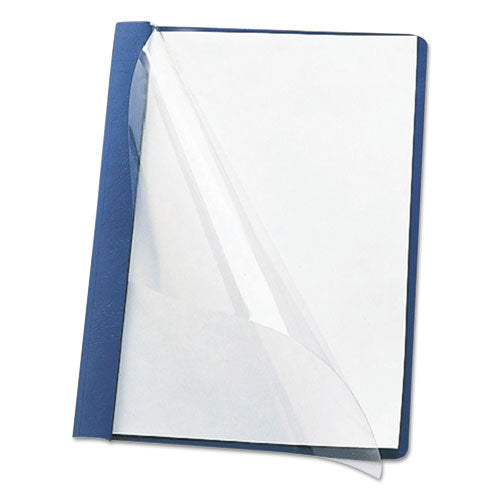 Image of Smead 87452 Clear Front Report Cover, Double-Prong Fastener,  0.5" Capacity, 8.5 x 11, Clear/Blue, 25/Box