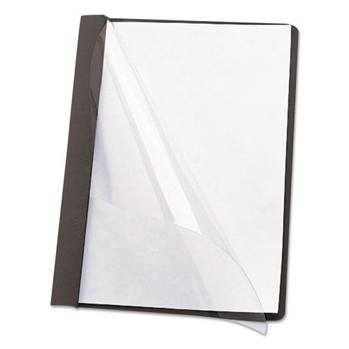 Image of Smead 87453 Poly Report Cover, Double-Prong Fastener, 0.5" Capacity, 8.5 X 11, Clear/black, 25/box
