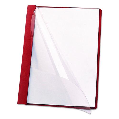 Image of Smead Poly Report Cover, Tang Clip, Letter, 1/2" Capacity, Clear/red, 25/box