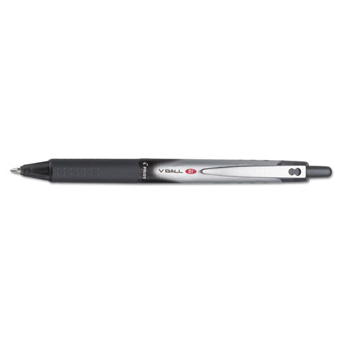 Image of Pilot® 26206 VBall RT Liquid Ink Rollerball Pen, Retractable, Fine 0.7 mm, Black Ink, Black/White Barrel