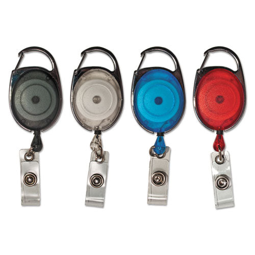 Image of Advantus 75552 Carabiner-Style Retractable ID Card Reel, 30" Extension, Assorted Colors, 20/Pack
