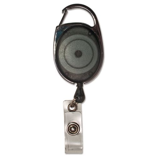 Image of Advantus 75551 Carabiner-Style Retractable Id Card Reel, 30" Extension, Smoke, 12/pack