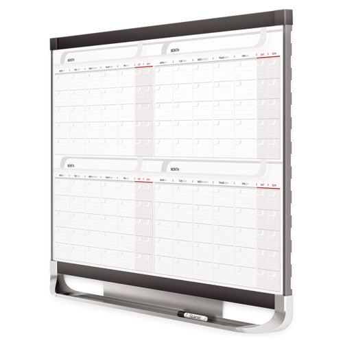 Image of Quartet® 4MCP43P2 Prestige 2 Magnetic Total Erase Four-Month Calendar, 48" x 36", White Surface, Graphite Gray Fiberboard/Plastic Frame