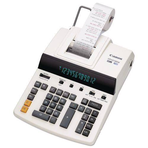 Image of Canon® 9933B001 CP1213DIII 12-Digit Heavy-Duty Commercial Desktop Printing Calculator, Black/Red Print, 4.8 Lines/Sec