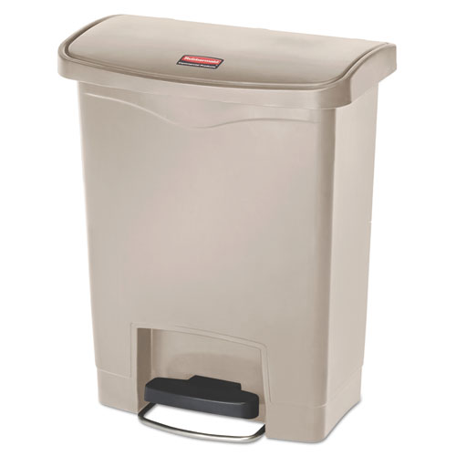 Image of Rubbermaid® Commercial 1883456 Streamline Resin Step-On Container, Front Step Style, 8 gal, Polyethylene, Beige