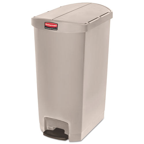 Image of Rubbermaid® Commercial 1883551 Slim Jim Streamline Resin Step-On Container, End Step Style, 18 gal, Polyethylene, Beige