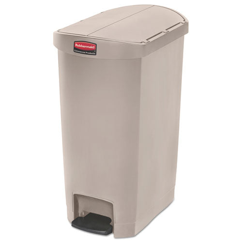 Image of Rubbermaid® Commercial 1883459 Slim Jim Streamline Resin Step-On Container, End Step Style, 13 gal, Polyethylene, Beige