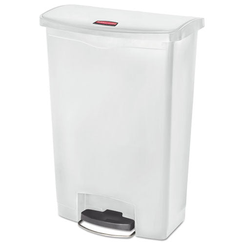 Image of Rubbermaid® Commercial 1883561 Slim Jim Streamline Resin Step-On Container, Front Step Style, 24 gal, Polyethylene, White