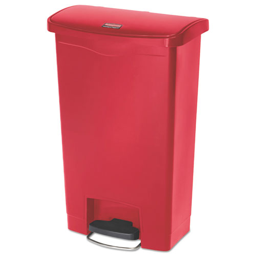 Image of Rubbermaid® Commercial 1883566 Streamline Resin Step-On Container, Front Step Style, 13 gal, Polyethylene, Red