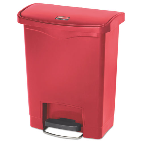 Image of Rubbermaid® Commercial 1883564 Streamline Resin Step-On Container, Front Step Style, 8 gal, Polyethylene, Red