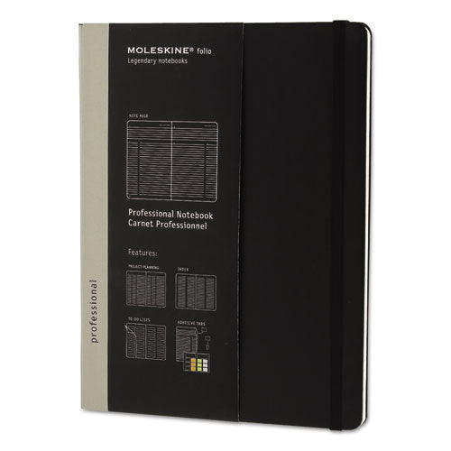 Image of Moleskine® 620800 Professional Notebook, 1-Subject, Narrow Rule, Black Hardcover, (192) 9.75 x 7.5 Sheets