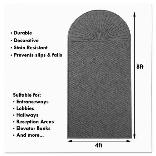 Image of Guardian EGDSF040804 EcoGuard Diamond Floor Mats, Rectangular with Single Fan, Charcoal Gray Carpeted Surface, 96" x 48"