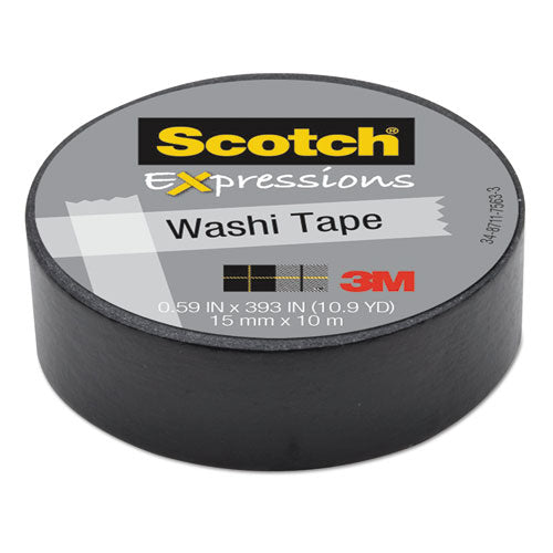 Image of Scotch® C314-BLK Expressions Washi Tape, 1.25" Core, 0.59" X 32.75 Ft, Black