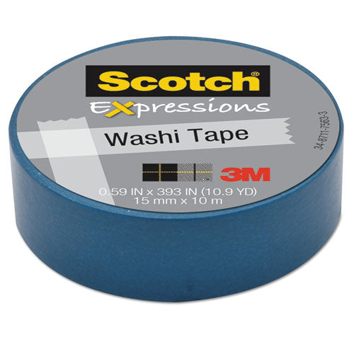 Image of Scotch® C314-BLU Expressions Washi Tape, 1.25" Core, 0.59" X 32.75 Ft, Blue