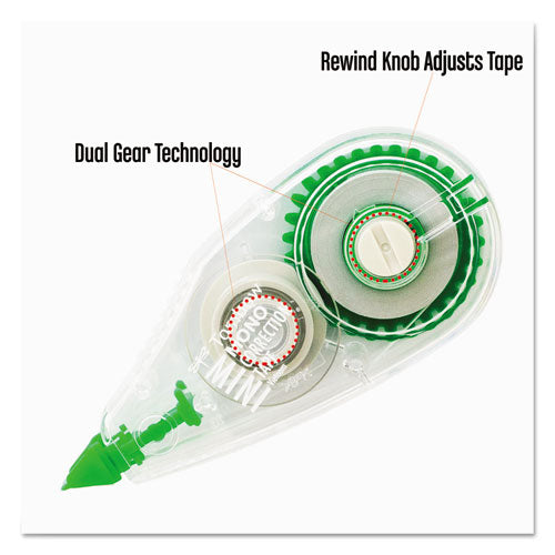 Image of Tombow® 68722 MONO Mini Correction Tape Value Pack, Non-Refillable, 0.17" x 26.25 ft, White Tape, Clear/Green Dispenser, 10/Pack