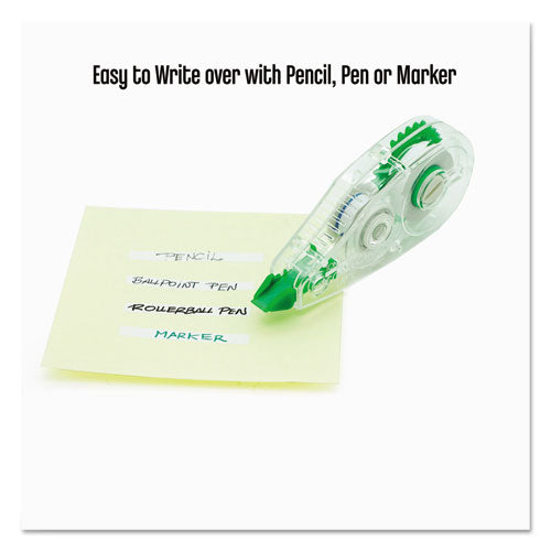 Image of Tombow® 68722 MONO Mini Correction Tape Value Pack, Non-Refillable, 0.17" x 26.25 ft, White Tape, Clear/Green Dispenser, 10/Pack