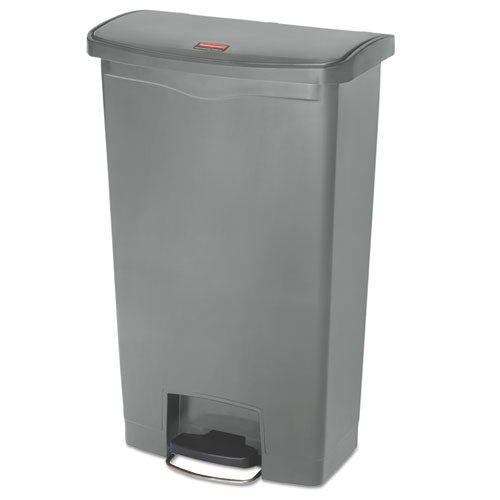 Image of Rubbermaid® Commercial 1883604 Slim Jim Streamline Resin Step-On Container, Front Step Style, 18 gal, Polyethylene, Gray