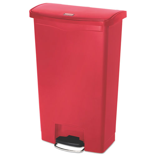 Image of Rubbermaid® Commercial 1883568 Streamline Resin Step-On Container, Front Step Style, 18 gal, Polyethylene, Red