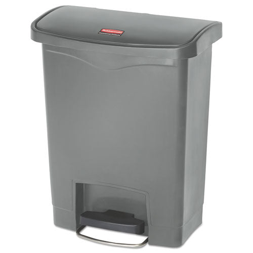 Image of RubbermaidÂ® Commercial Slim Jim Streamline Resin Step-On Container, Front Step Style, 8 gal, Polyethylene, Gray