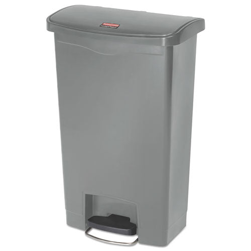 Image of Rubbermaid® Commercial 1883602 Slim Jim Streamline Resin Step-On Container, Front Step Style, 13 gal, Polyethylene, Gray