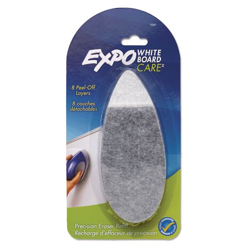 Image of EXPO® 9287KF White Board CARE Dry Erase Precision Eraser Refill, Eight Peel-Off Layers, 6" x 2.25" x 0.5", Charcoal
