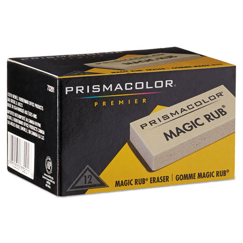 Image of Prismacolor® 73201 Magic Rub Eraser, For Pencil/ink Marks, Rectangular Block, Medium, Off White, Dozen