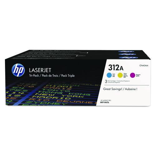 Image of HP CF440AM HP 312a (cf440a-M) 3-Pack Cyan/magenta/yellow Original Laserjet Toner Cartridges