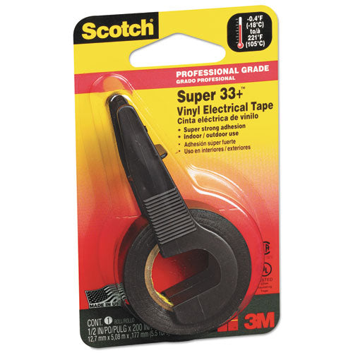 Image of Scotch® MMM194NA Super 33+ Vinyl Electrical Tape With Dispenser, 1" Core, 0.5" X 5.5 Yds, Black