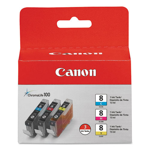 Image of Canon® 0621B016 0621b016 (cli-8) Chromalife100+ Ink, 840 Page-Yield, Cyan/magenta/yellow