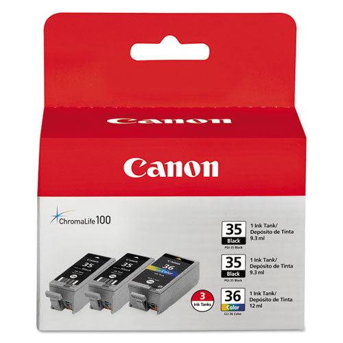 Image of Canon® 1509B007 1509b007 (cli-36) Ink, Black/tri-Color, 3/pack