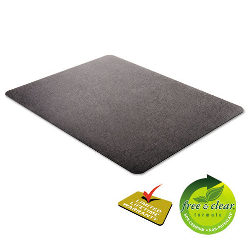 Image of deflecto® CM21242BLK EconoMat Non-Studded All Day Use Chair Mat for Hard Floors, Rectangular, 45" x 53", Black, Ships Flat