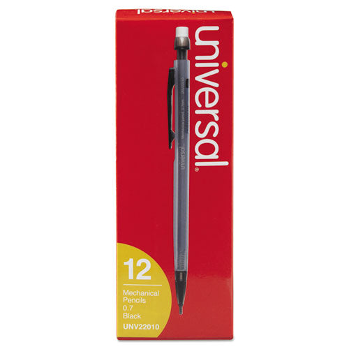 Image of Universal UNV22010 Mechanical Pencil, 0.7 mm, HB (#2), Black Lead, Smoke/Black Barrel, Dozen