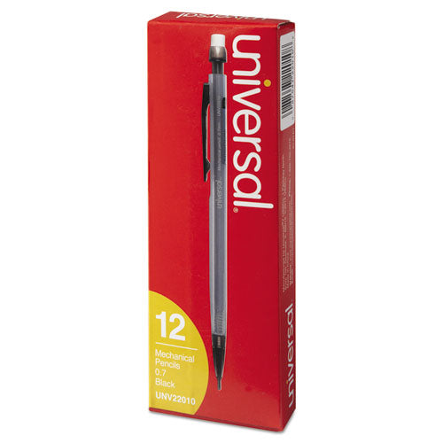 Image of Universal UNV22010 Mechanical Pencil, 0.7 mm, HB (#2), Black Lead, Smoke/Black Barrel, Dozen
