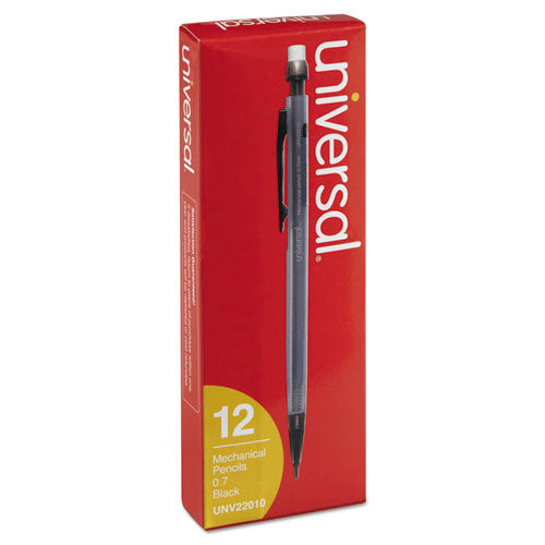 Image of Universal UNV22010 Mechanical Pencil, 0.7 mm, HB (#2), Black Lead, Smoke/Black Barrel, Dozen