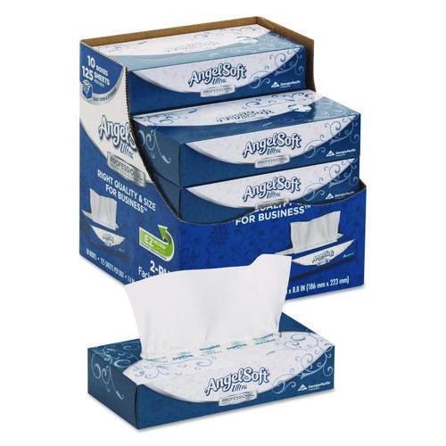 Image of Angel Soft® 4836014 Ps Ultra Facial Tissue, 2-Ply, White, 125 Sheets/box, 10 Boxes/carton