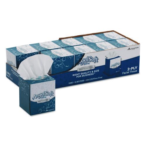 Image of Angel Soft® 4636014 Ps Ultra Facial Tissue, 2-Ply, White, 96 Sheets/box, 10 Boxes/carton