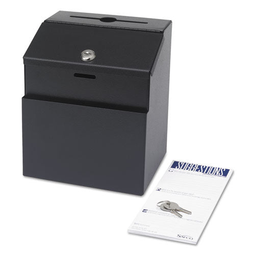 Image of Safco® 4232BL Steel Suggestion/key Drop Box With Locking Top, 7 X 6 X 8.5, Black Powder Coat Finish