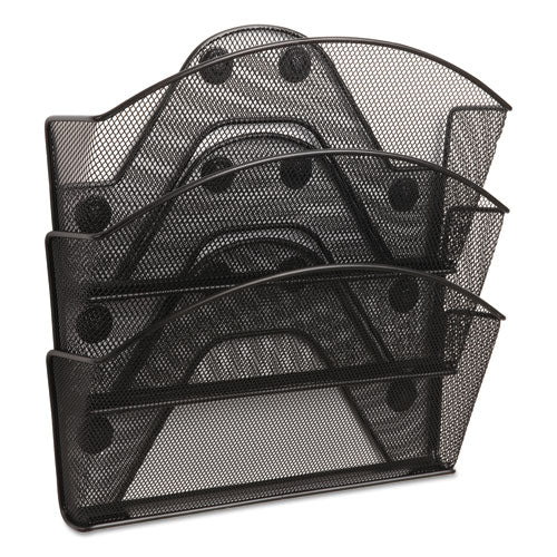 Image of Safco® 4175BL Onyx Magnetic Mesh Panel Accessories, 3 File Pocket, 13 x 4.25 x 13.5. Black