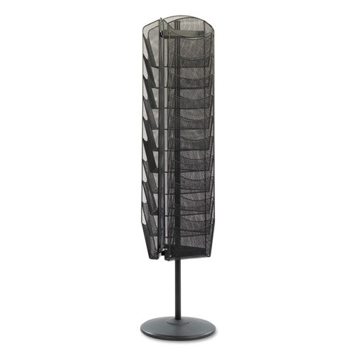 Image of Safco® 5577BL Onyx Mesh Rotating Magazine Display, 30 Compartments, 16.5w X 16.5d X 66h, Black